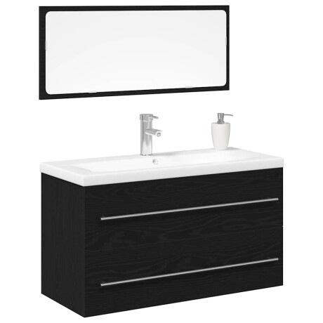 vidaXL Waskast met wastafel 3 pcs Zwart eiken 90 x 38.5 x 48 cm afbeelding3 - 1