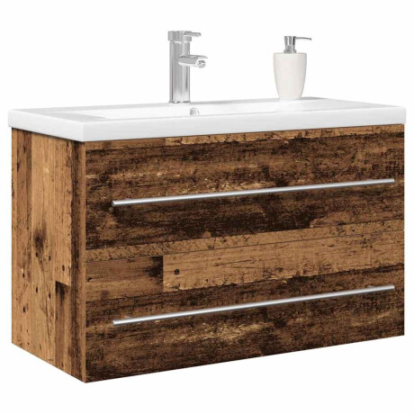 vidaXL Waskast met wastafel met lade 2 pcs Oud hout 80 x 38.5 x 48 cm afbeelding3 - 1