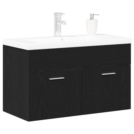 vidaXL Badkamerkast Zwart Eiken 90 x 38,5 x 46 cm Bewerkt hout afbeelding3 - 1