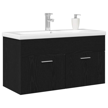 vidaXL Badkamerkast Zwart Eiken 90 x 38,5 x 46 cm Bewerkt hout afbeelding3 - 1