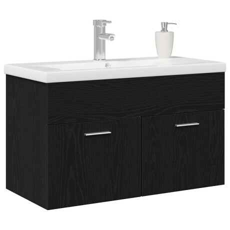 vidaXL Badkamerkast Zwart Eiken 80 x 38,5 x 46 cm Bewerkt hout afbeelding3 - 1