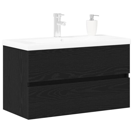 vidaXL Badkamertenk te kast Zwart Eiken 80 x 39 x 62 cm Bewerkt hout afbeelding3 - 1
