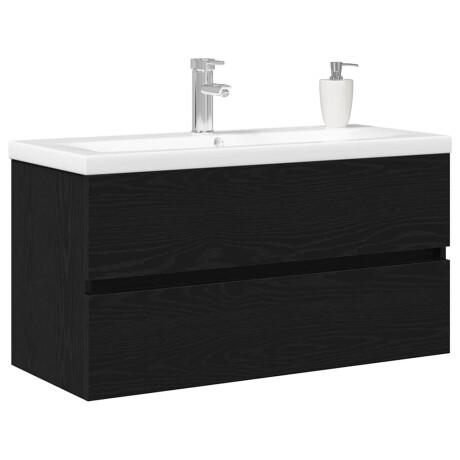 vidaXL Badkamertenk te kast Zwart Eiken 90 x 39 x 62 cm Bewerkt hout afbeelding3 - 1