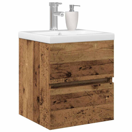 vidaXL Wastafelkast Zwart eiken 41 x 39 x 62 cm Bewerkt hout afbeelding3 - 1