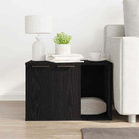 vidaXL Kattenbakomheining Zwart Eiken 60x40x40 cm Bewerkt Hout afbeelding3 - 1