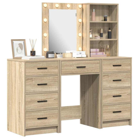 vidaXL Plafondtafel met lade 3 pcs Bruin 40 x 41 x 135 cm Bewerkt hout afbeelding3 - 1
