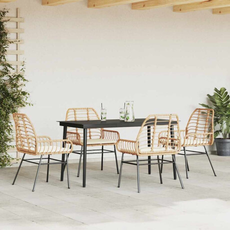 vidaXL 5-delige Tuinset met kussens poly rattan glas bruin afbeelding3 - 1