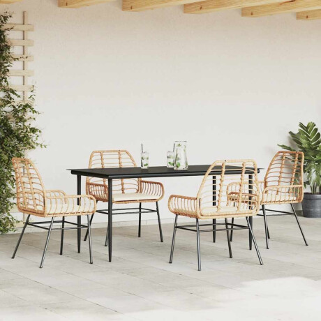 vidaXL 5-delige Tuinset met kussens poly rattan glas bruin afbeelding3 - 1