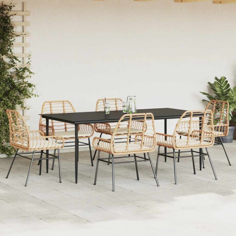 vidaXL 7-delige Tuinset met kussens poly rattan glas bruin afbeelding3 - 1