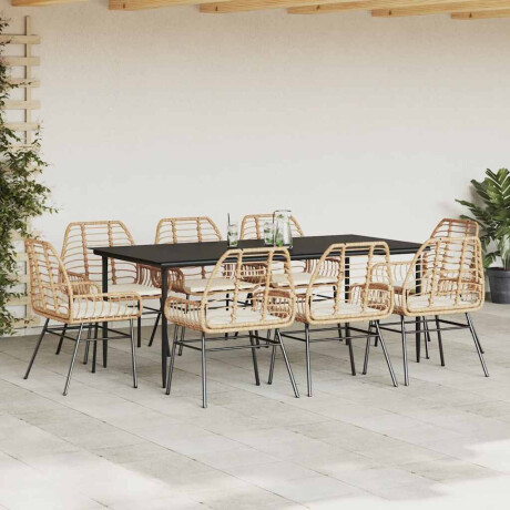 vidaXL 9-delige Tuinset met kussens poly rattan glas bruin afbeelding3 - 1