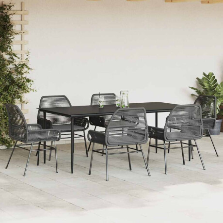 vidaXL 7-delige Tuinset met kussens poly rattan glas zwart afbeelding3 - 1
