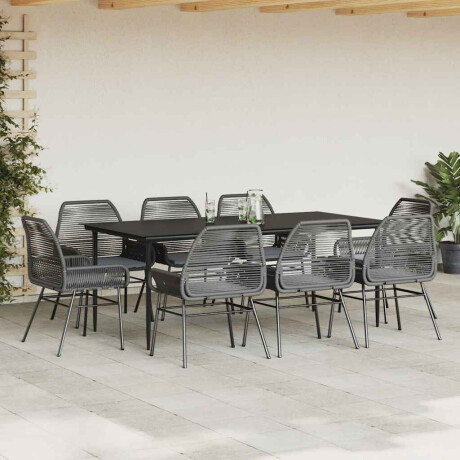 vidaXL 9-delige Tuinset met kussens poly rattan glas zwart afbeelding3 - 1