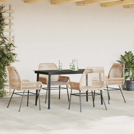 vidaXL 5-delige Tuinset met kussens poly rattan glas bruin afbeelding3 - 1