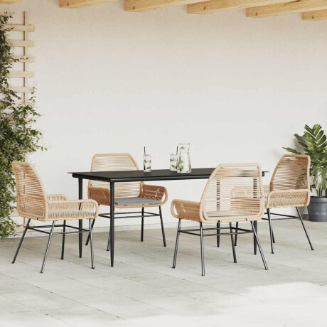vidaXL 5-delige Tuinset met kussens poly rattan glas bruin afbeelding3 - 1