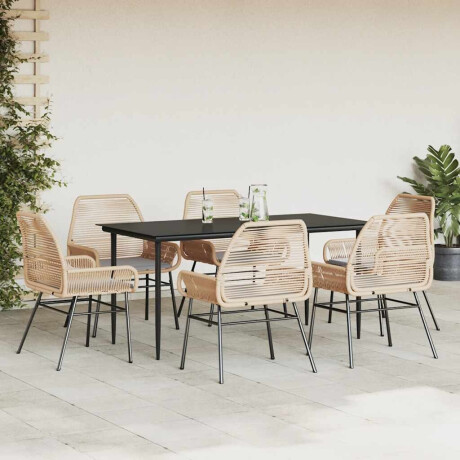 vidaXL 7-delige Tuinset met kussens poly rattan glas bruin afbeelding3 - 1
