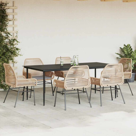 vidaXL 7-delige Tuinset met kussens poly rattan glas bruin afbeelding3 - 1
