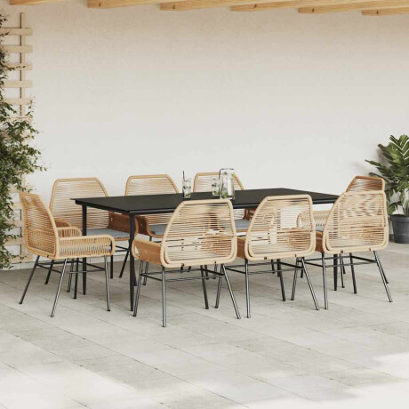 vidaXL 9-delige Tuinset met kussens poly rattan glas bruin afbeelding3 - 1