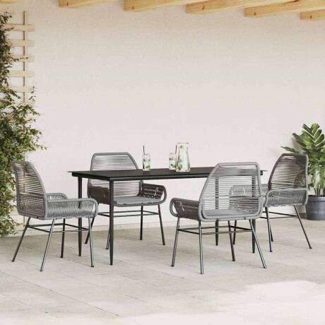 vidaXL 5-delige Tuinset met kussens poly rattan glas grijs afbeelding3 - 1