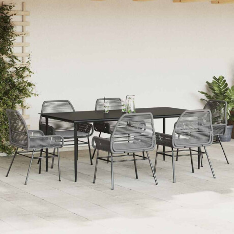 vidaXL 7-delige Tuinset met kussens poly rattan glas grijs afbeelding3 - 1