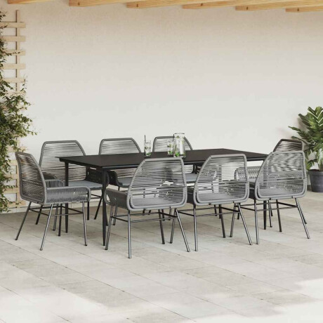 vidaXL 9-delige Tuinset met kussens poly rattan glas grijs afbeelding3 - 1
