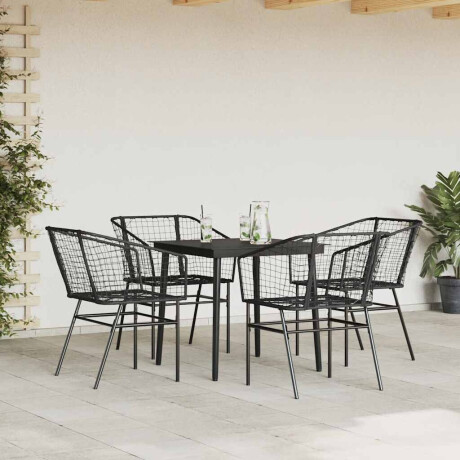 vidaXL 5-delige Tuinset poly rattan glas zwart afbeelding3 - 1