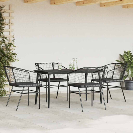 vidaXL 5-delige Tuinset met kussens poly rattan glas zwart afbeelding3 - 1