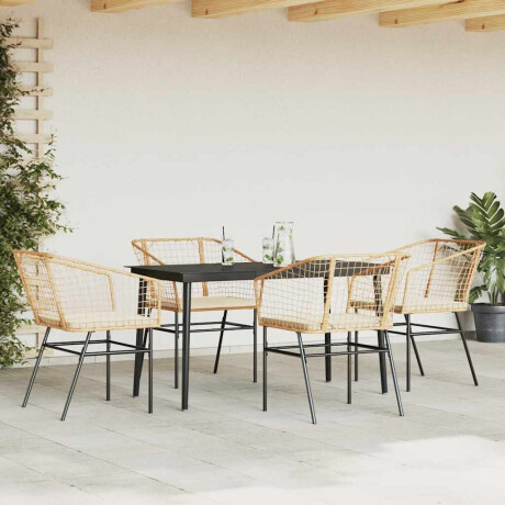 vidaXL 5-delige Tuinset met kussens poly rattan glas bruin afbeelding3 - 1