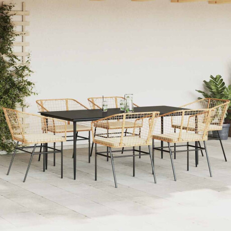 vidaXL 7-delige Tuinset met kussens poly rattan glas bruin afbeelding3 - 1
