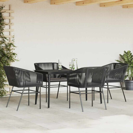 vidaXL 5-delige Tuinset met kussens poly rattan glas zwart afbeelding3 - 1