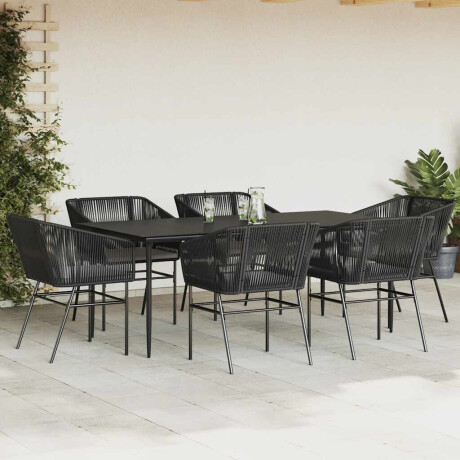 vidaXL 7-delige Tuinset met kussens poly rattan glas zwart afbeelding3 - 1