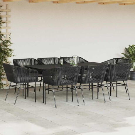 vidaXL 9-delige Tuinset met kussens poly rattan glas zwart afbeelding3 - 1