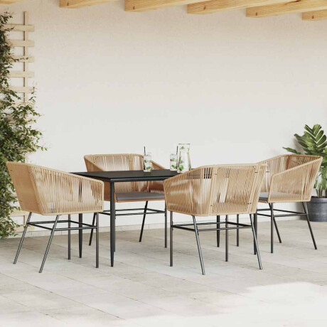 vidaXL 5-delige Tuinset met kussens poly rattan glas bruin afbeelding3 - 1