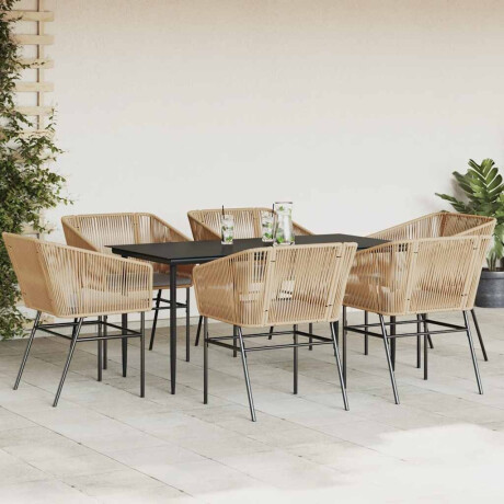 vidaXL 7-delige Tuinset met kussens poly rattan glas bruin afbeelding3 - 1