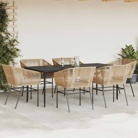 vidaXL 7-delige Tuinset met kussens poly rattan glas bruin afbeelding3 - 1