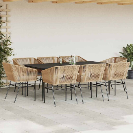 vidaXL 9-delige Tuinset met kussens poly rattan glas bruin afbeelding3 - 1