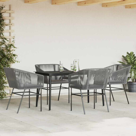 vidaXL 5-delige Tuinset met kussens poly rattan glas grijs afbeelding3 - 1