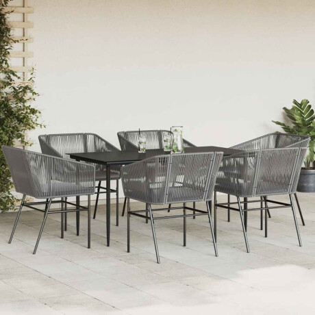 vidaXL 7-delige Tuinset met kussens poly rattan glas grijs afbeelding3 - 1