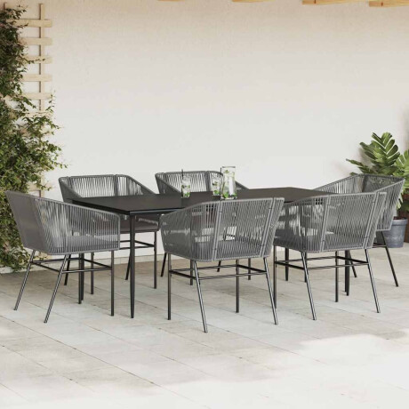 vidaXL 7-delige Tuinset met kussens poly rattan glas grijs afbeelding3 - 1