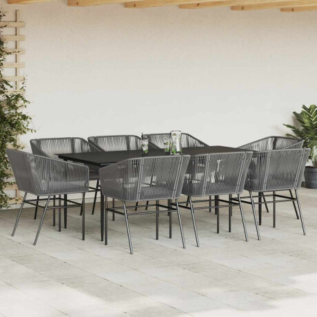 vidaXL 9-delige Tuinset met kussens poly rattan glas grijs afbeelding3 - 1
