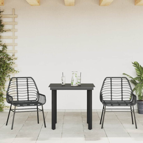 vidaXL 3-delige Tuinset poly rattan glas zwart afbeelding3 - 1