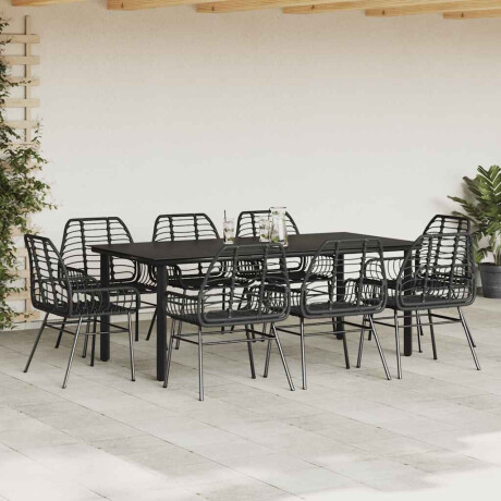 vidaXL 9-delige Tuinset poly rattan glas zwart afbeelding3 - 1