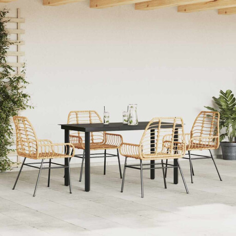 vidaXL 5-delige Tuinset poly rattan glas bruin afbeelding3 - 1