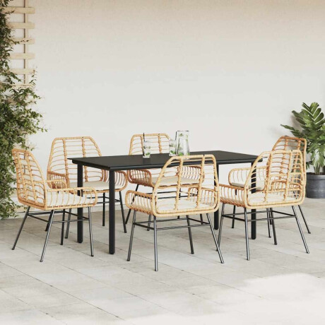 vidaXL 7-delige Tuinset met kussens poly rattan glas bruin afbeelding3 - 1