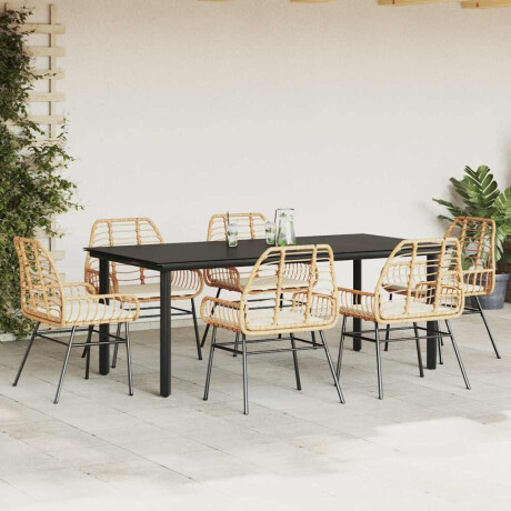 vidaXL 7-delige Tuinset met kussens poly rattan glas bruin afbeelding3 - 1