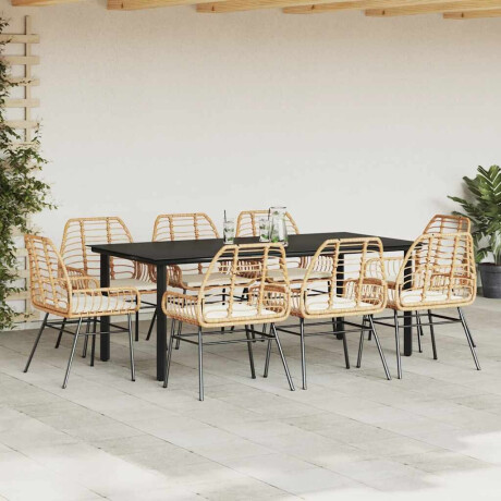 vidaXL 9-delige Tuinset met kussens poly rattan glas bruin afbeelding3 - 1