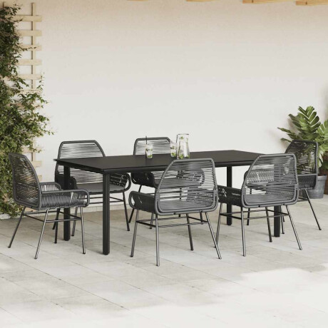 vidaXL 7-delige Tuinset met kussens poly rattan glas zwart afbeelding3 - 1