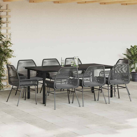 vidaXL 9-delige Tuinset met kussens poly rattan glas zwart afbeelding3 - 1