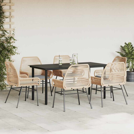 vidaXL 7-delige Tuinset met kussens poly rattan glas bruin afbeelding3 - 1