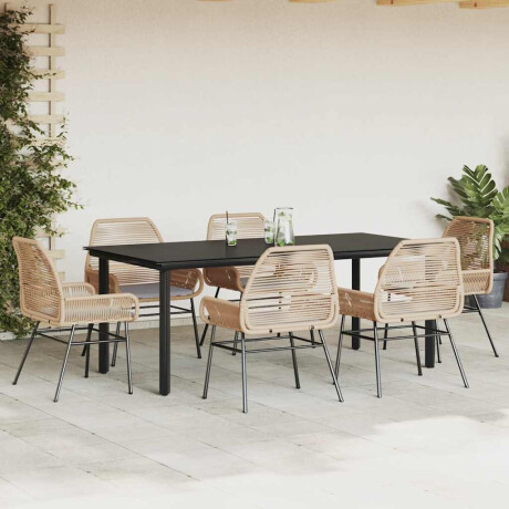 vidaXL 7-delige Tuinset met kussens poly rattan glas bruin afbeelding3 - 1