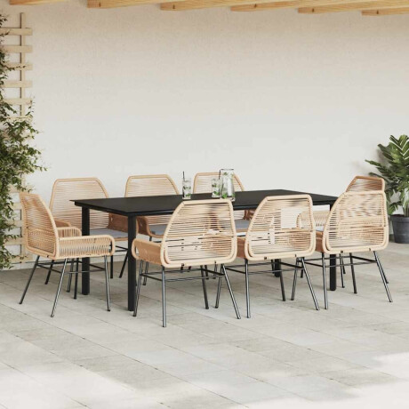 vidaXL 9-delige Tuinset met kussens poly rattan glas bruin afbeelding3 - 1